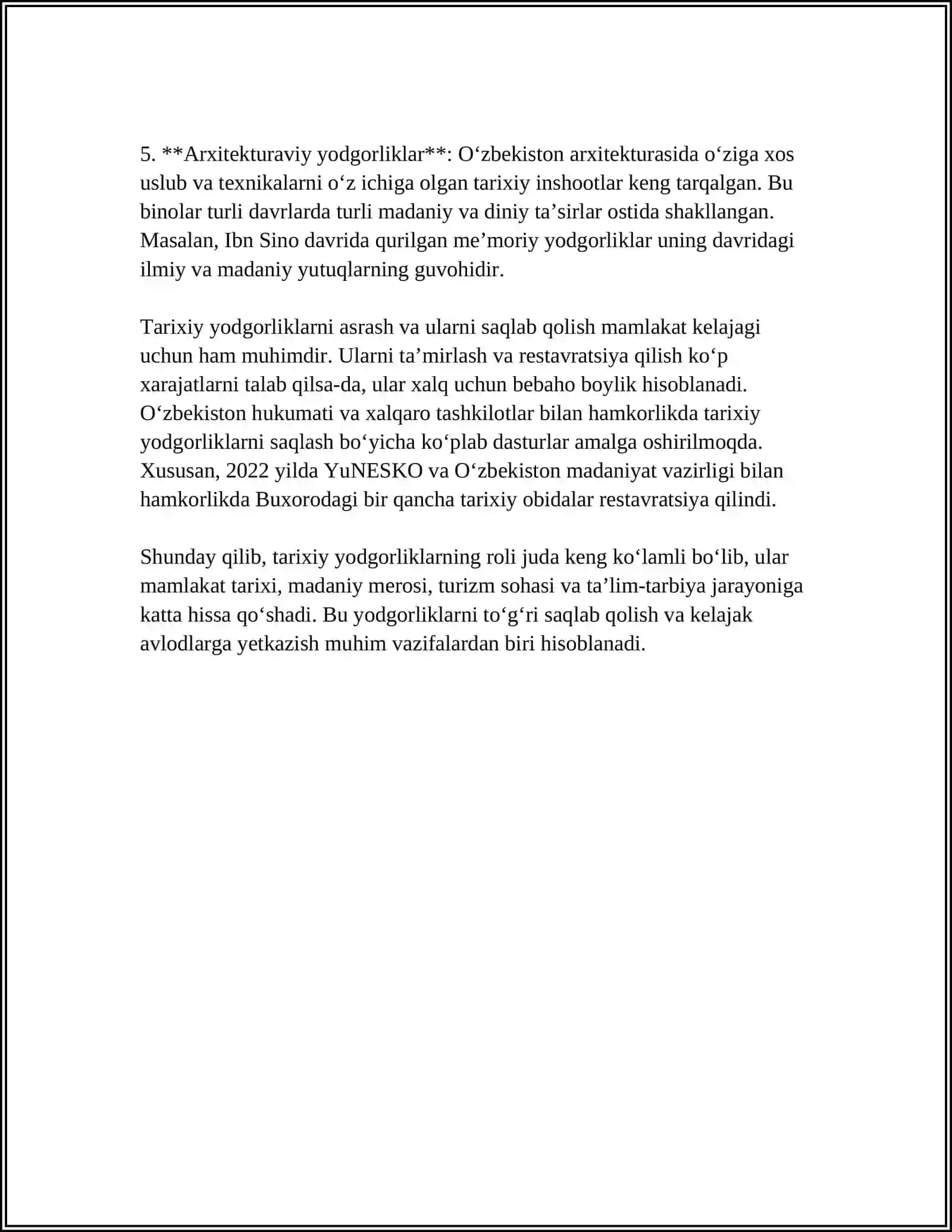TARIX VA MADANIYAT YODGORLIKLARINI MUHOFAZA QILISH 4