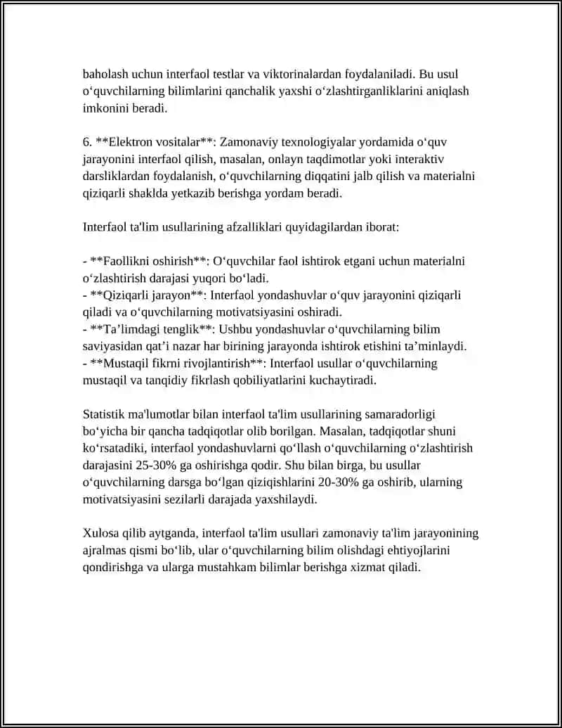 TA'LIMNING INTERFAOL STRATEGIYALARI VA METODLARI 4