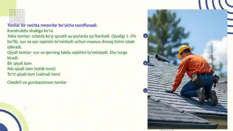 Turar joy binolarining tomlari va tom qoplamalari 4