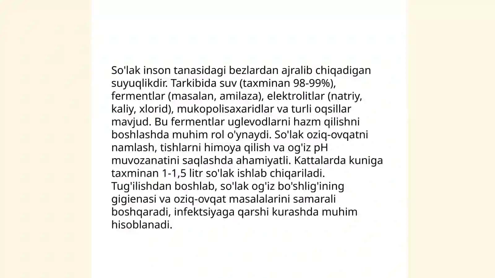 Oğiz Bóshliğida Ovqat Hazm Qilish 4