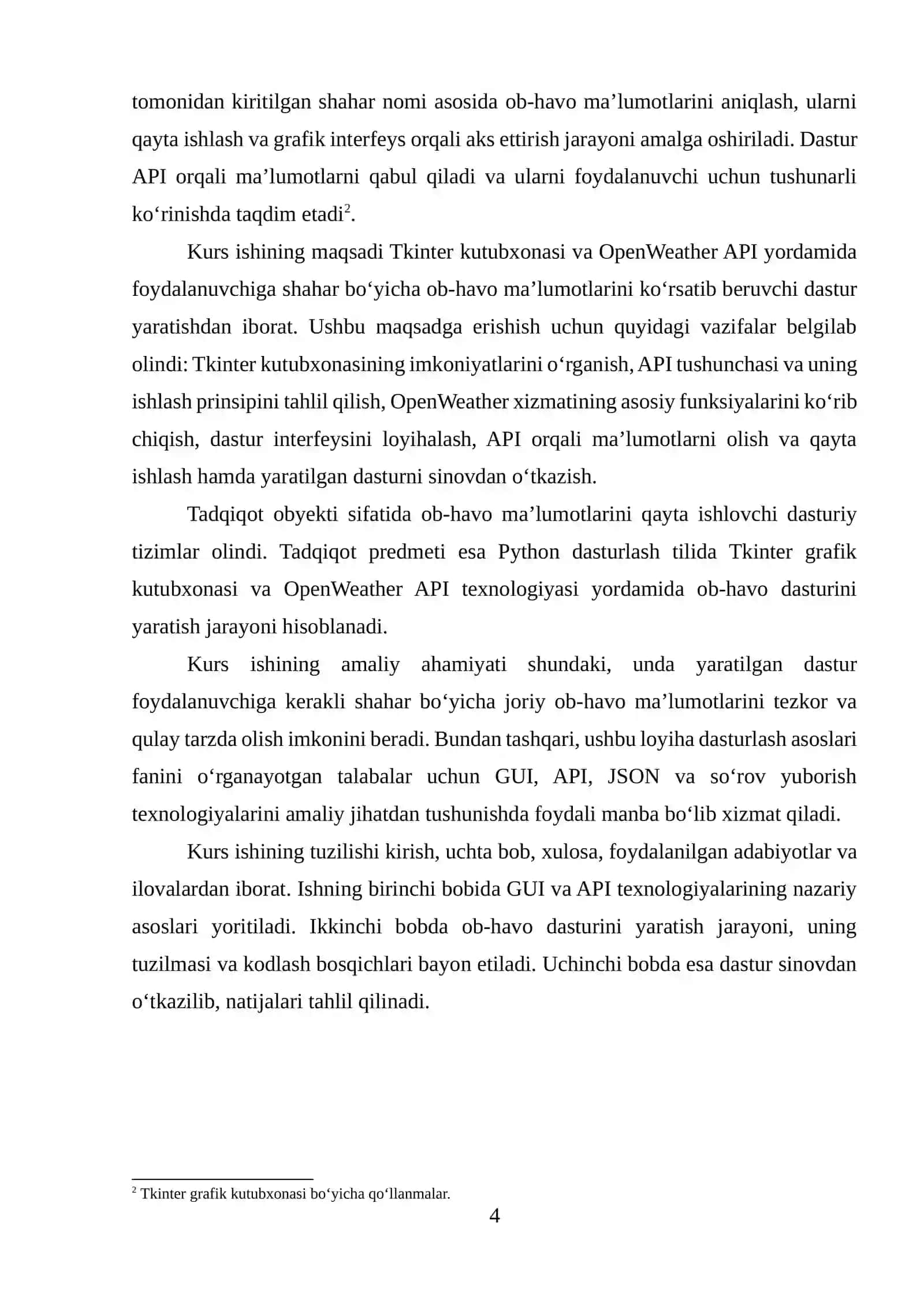 Tkinter va OpenWeather API yordamida ob-havo prognoz dasturi 4