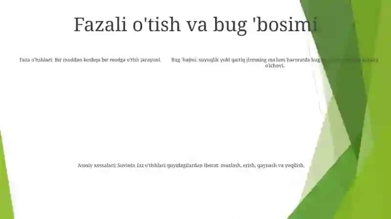 Suv Buğining Asosiy Xossalari 4