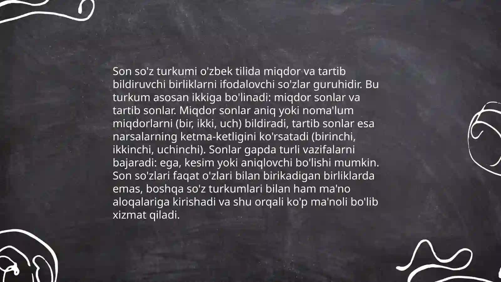 Qadimgi turkiy til tarixida son so‘z turkumi 4