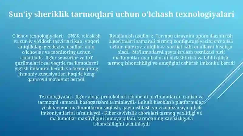 Sun'iy qo'shni geodezik tarmoqlar 4