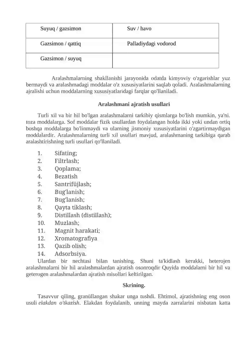 ARALASHMALARNI TOZALASH VA AJRATISH USULLARI 4