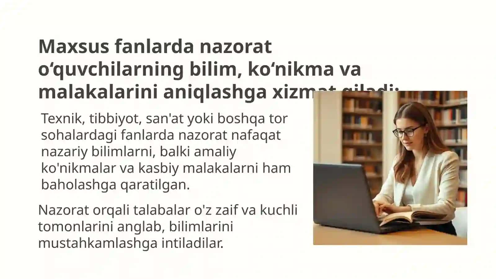 Maxsus fanlarni o'qitish natijalarini nazorati 4