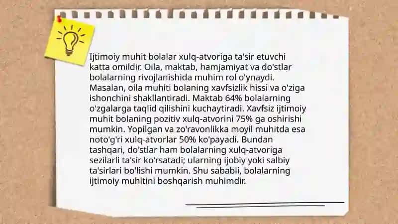 Bola rivojlanishida muhitning tasiri 4