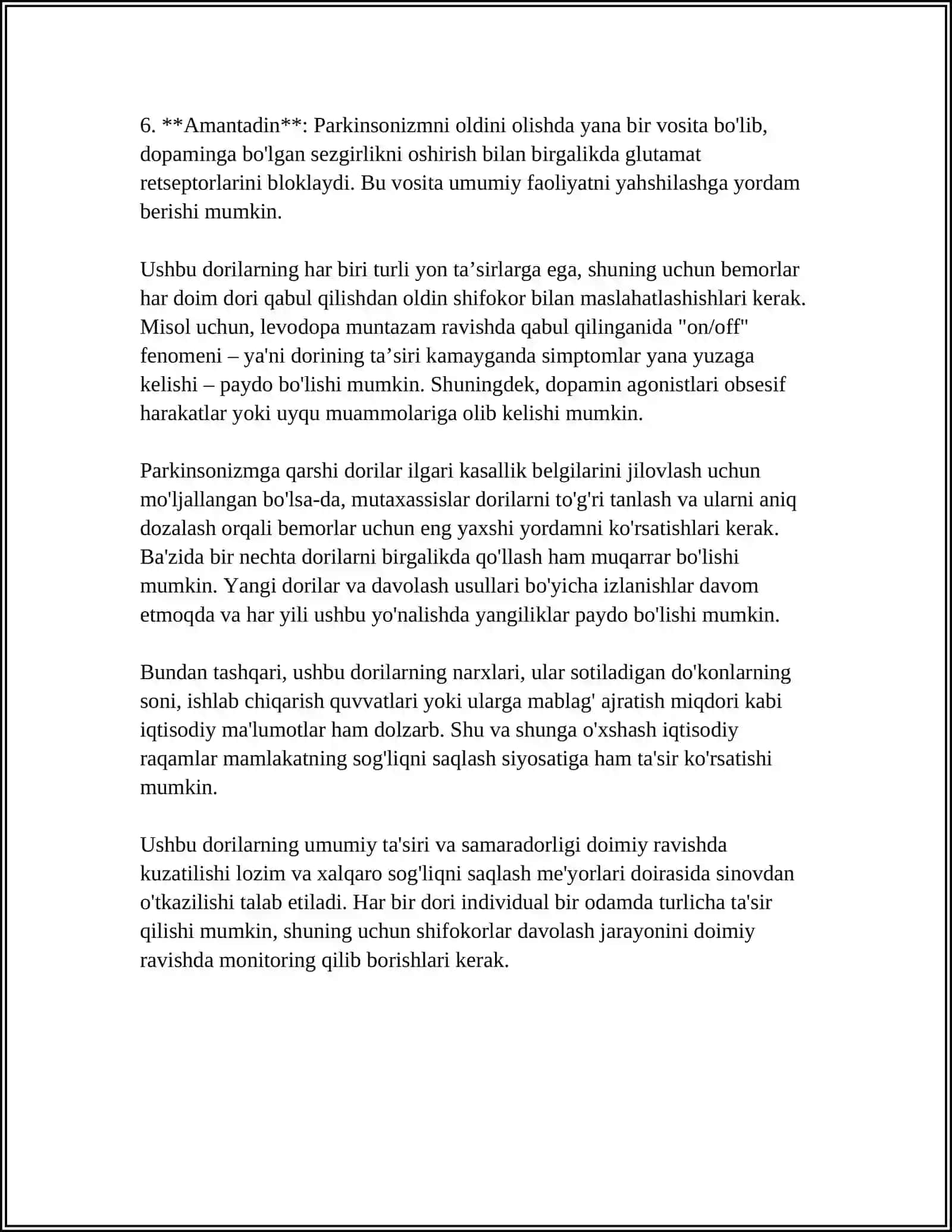 PARKINSONIZMGA QARSHI MODDALAR 4