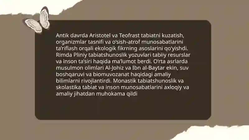 Ekologiyaning rivojlanish tarixi 4