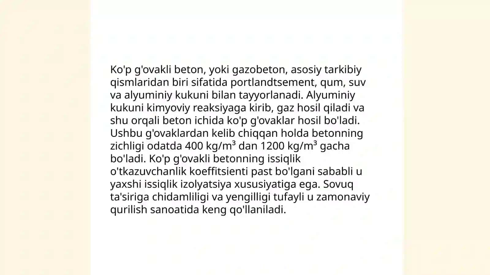 Ko'p g'ovakli betonlar 4