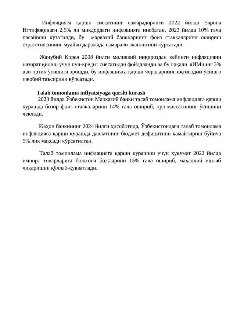 Infilatsiyaga qarshi siyosat 4