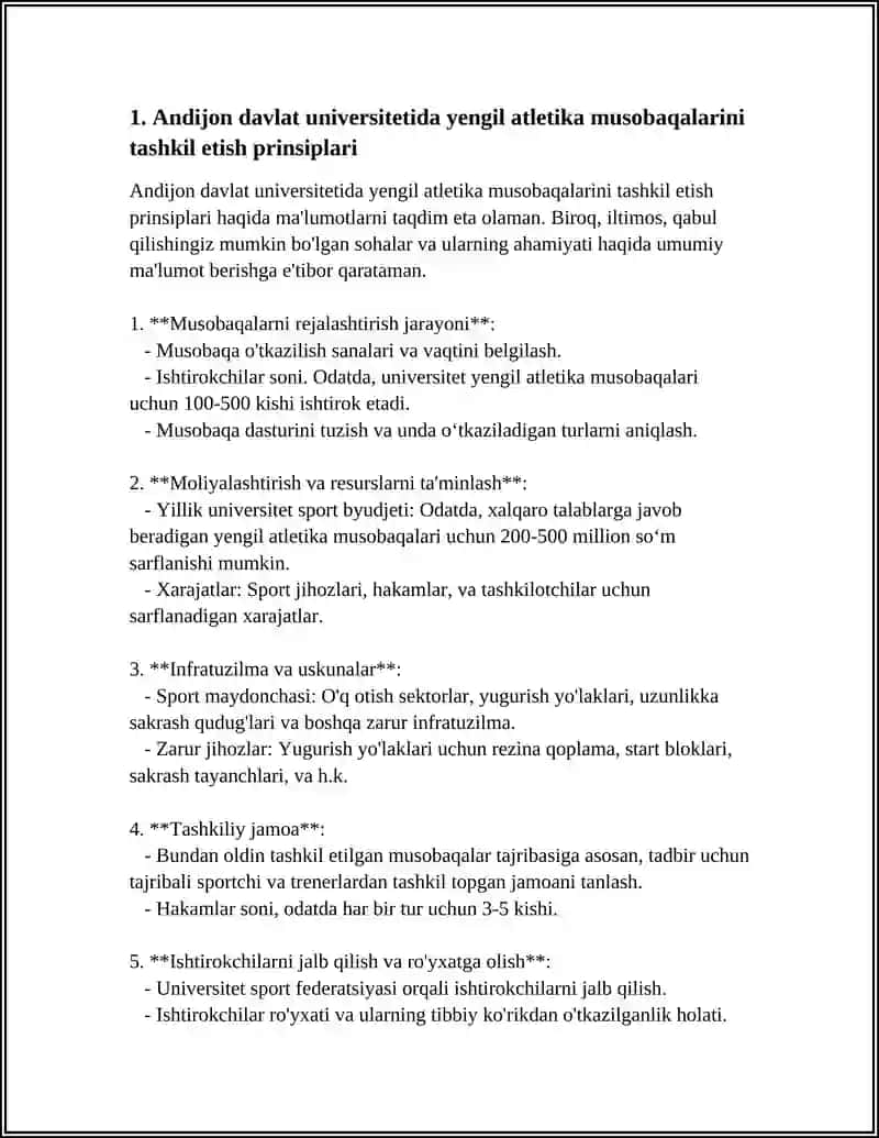 ANDIJON DAVLAT UNIVERSITET YENGIL ATLETIKADA MUSOBAQANI TASHKIL ETISH QOIDALARI 4