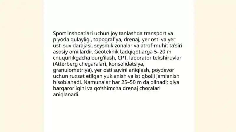 Sport inshoatlarini loyihalash 4