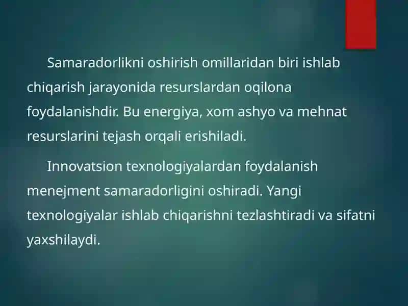 Ishlab chiqarish korxonalarida menejment samaradorligini oshirish yo'llari 4