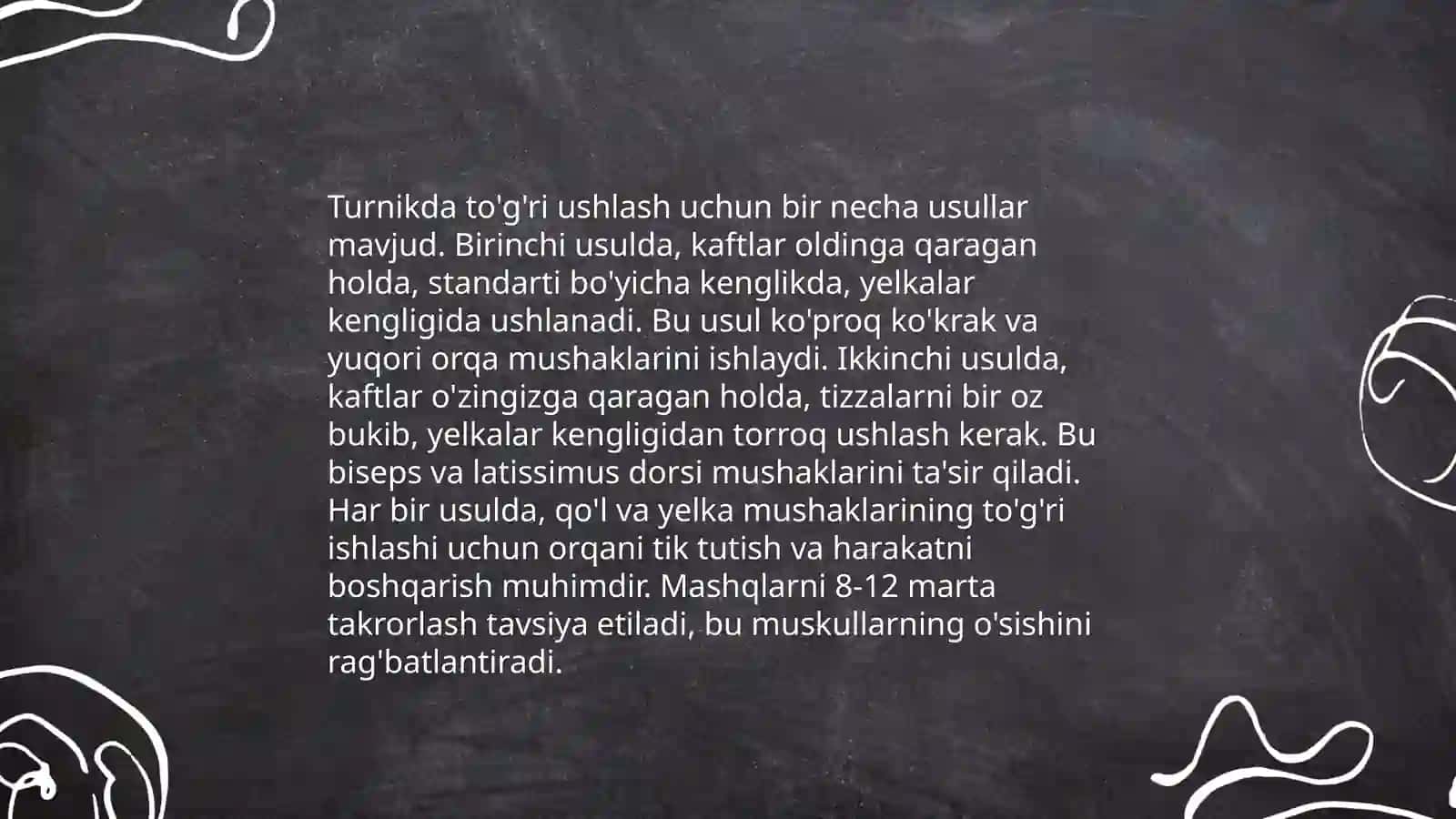 Gimnastika: Turnikda bajariladigan mashqlar 4