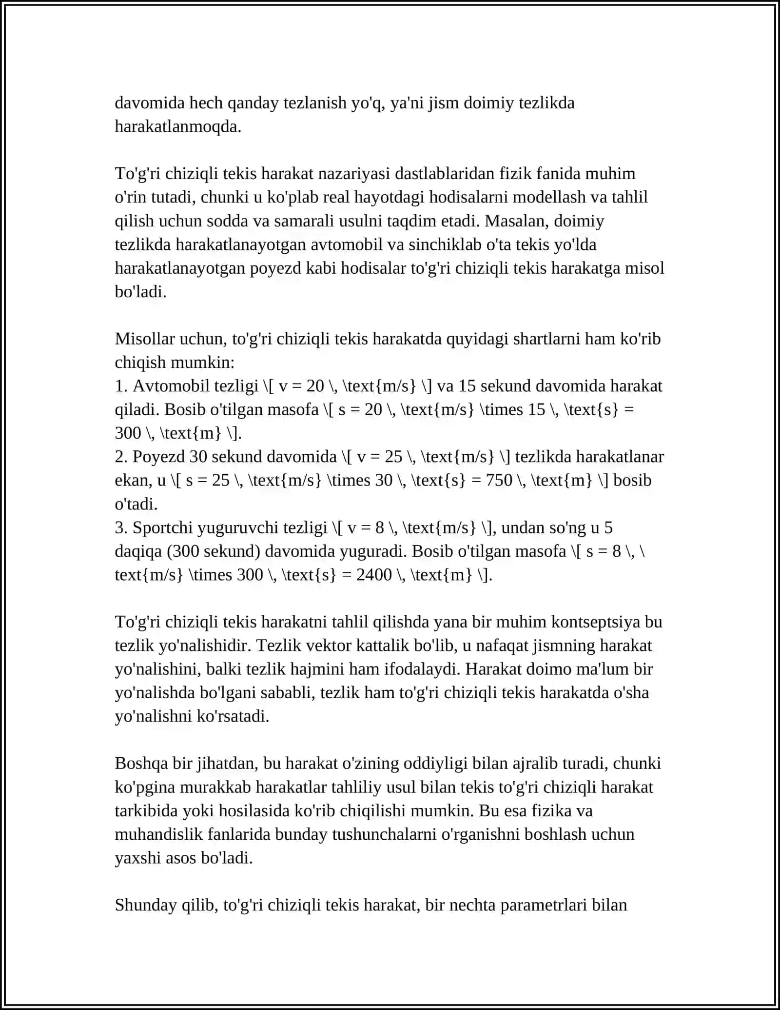 TOĞRI CHIZIQLI TEKIS HARAKAT 4