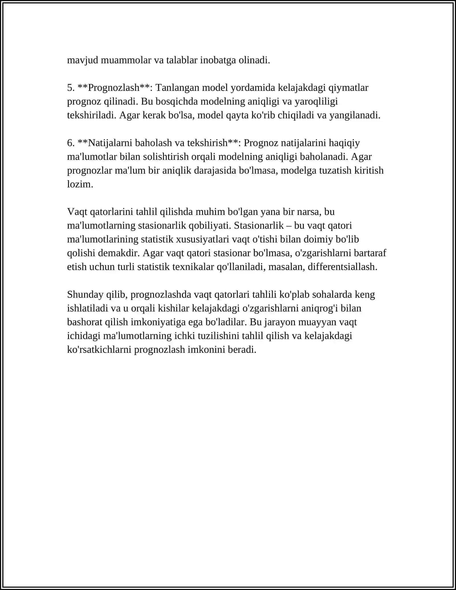 PROGNOZLASHDA EKONOMETRIK MODELLASHTIRISH USULLARI 4
