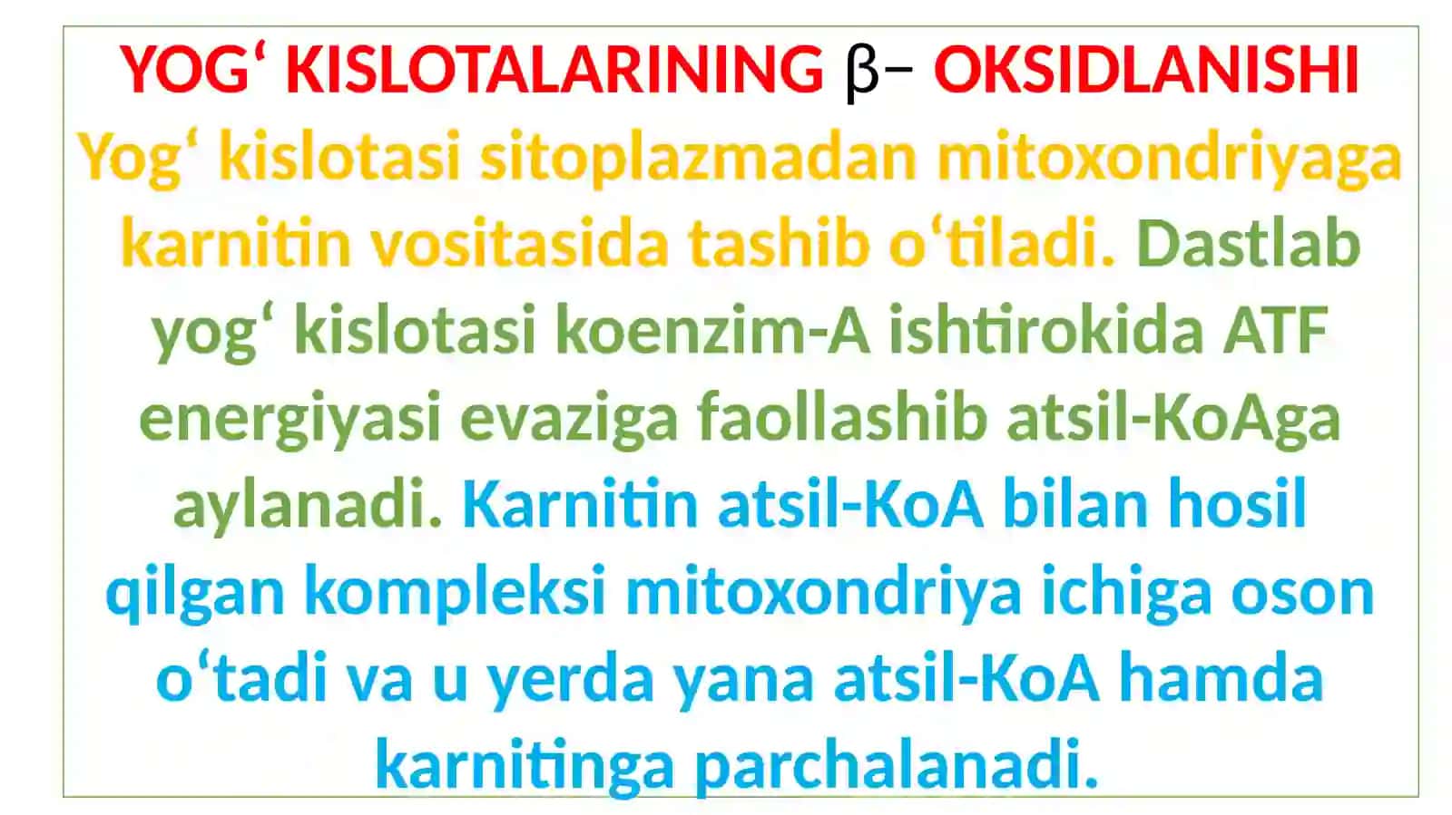 Yog`larning oraliq oksidlanishi 4