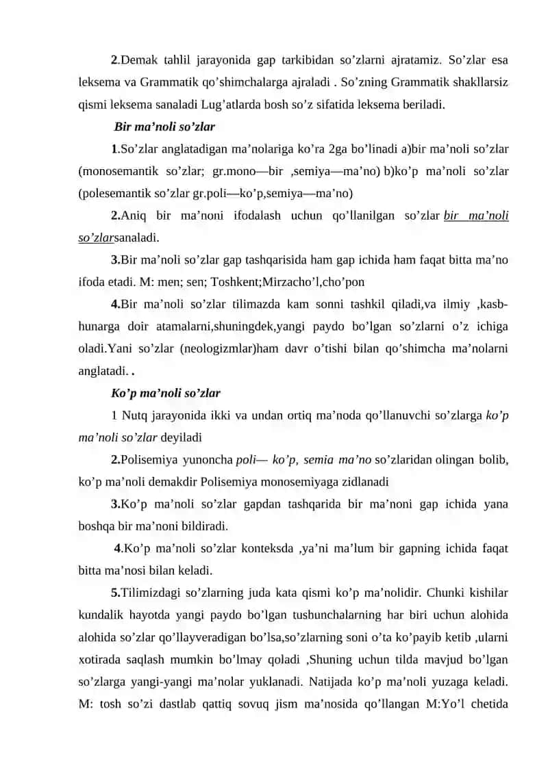 So’z ma’nolari va ularning o’zgarishi 4
