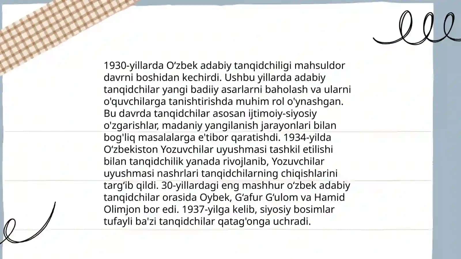 XX asrning 30-yillari tanqidchilari ijodi 4