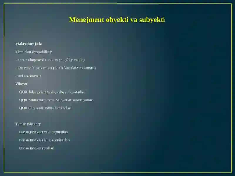 Menejmentni rivojlanish tarixi va xozrgi holati 4