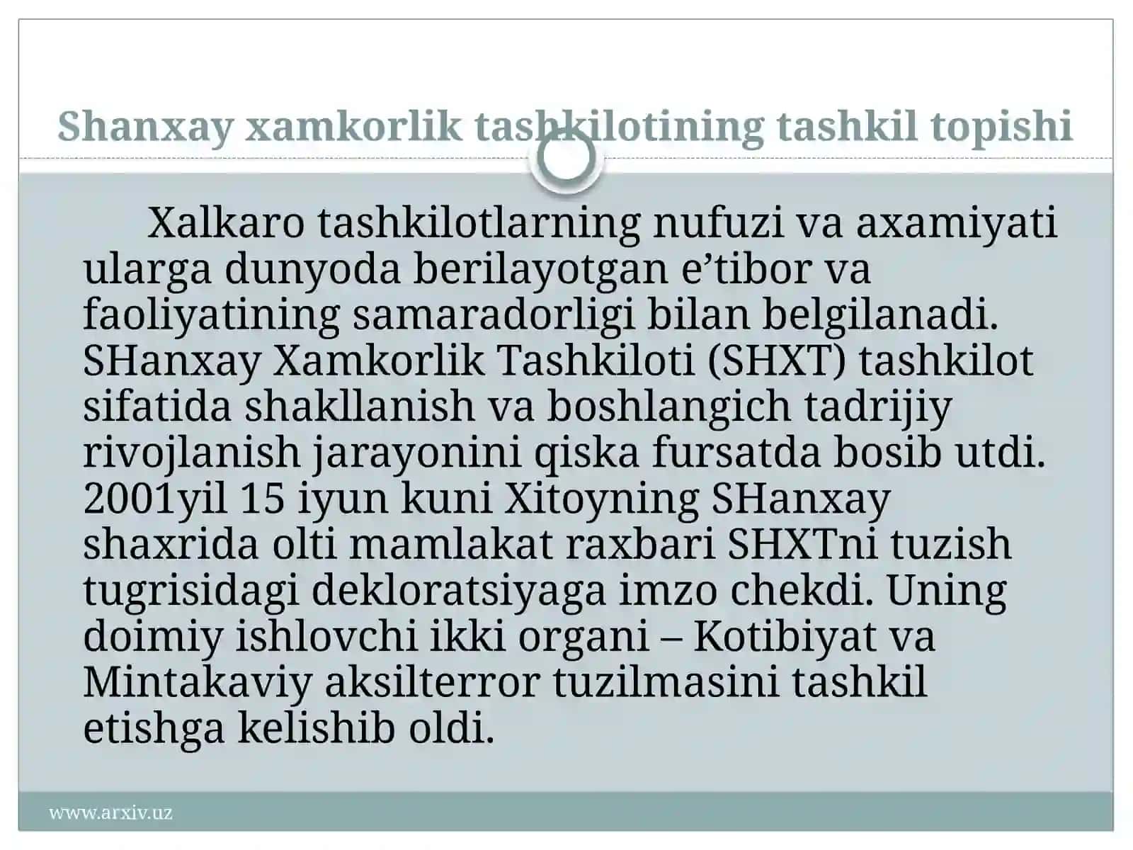 Shanxay hamkorlik tashkiloti 4