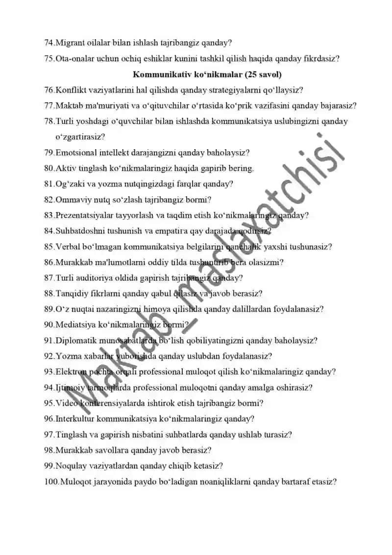 Maktab maslahatchisi savollar 500 ta 4