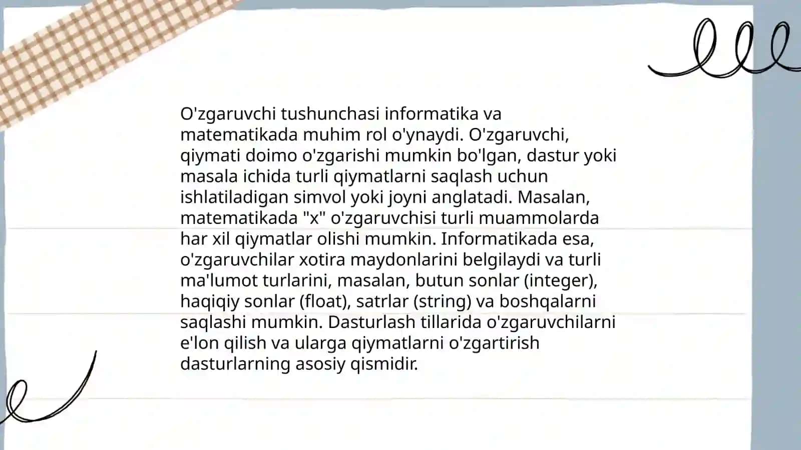 Oʻzgaruvchi sonlar 4