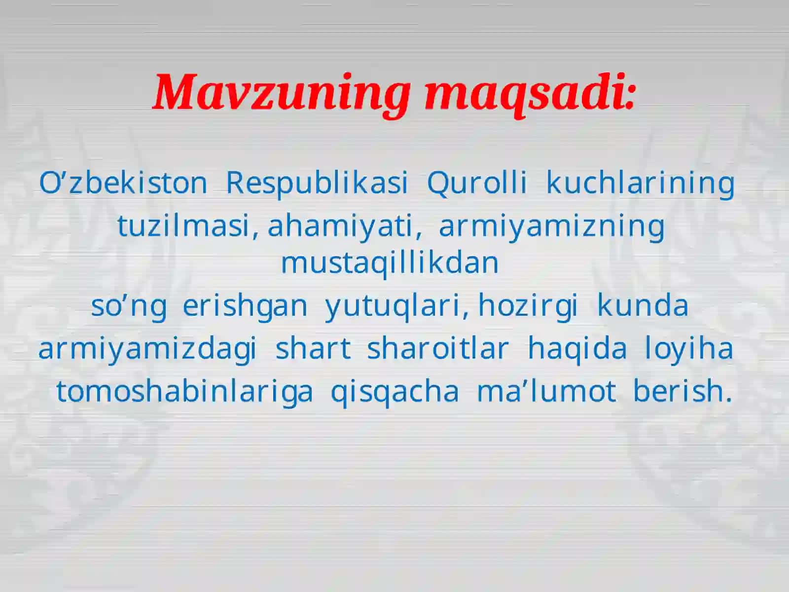 O’zbekiston Respublikasi Qurolli Kuchlari 4