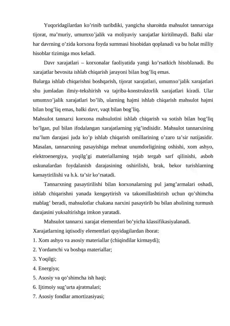 Ishlab chiqarish xarajatlari 4