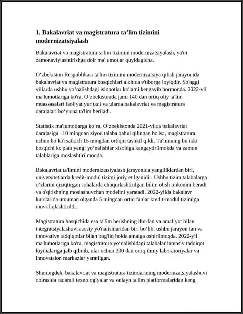 OLIY TAʼLIMDAGI OʻZGARISHLARNING ASOSIY YOʻNALISHLARI 4
