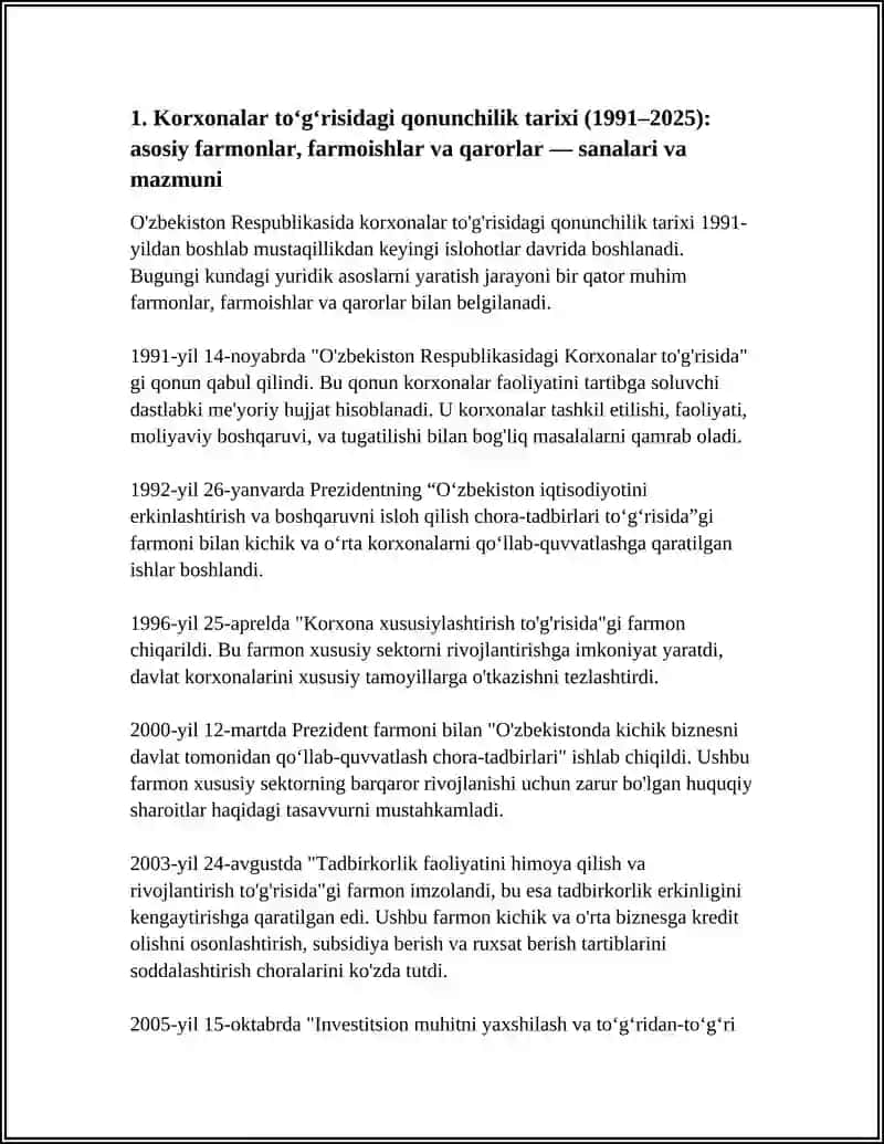 Korxonalar to'g'risidagi qonunchilik tarixi 4