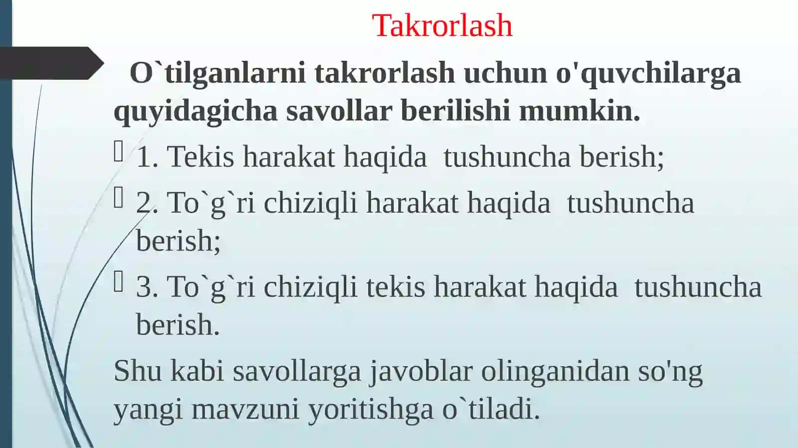 Toʻgʻrichiziqli harakat tezligi 4