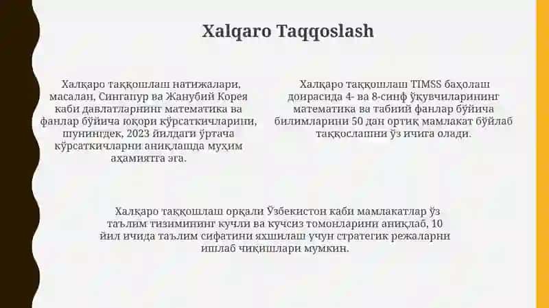 TIMSS XALQARO BAHOLASH DASTURI MAZMUNI 4