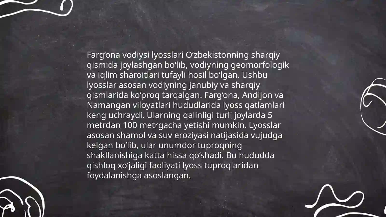 Fargona vodiy lyosslariga tavsif berish 4