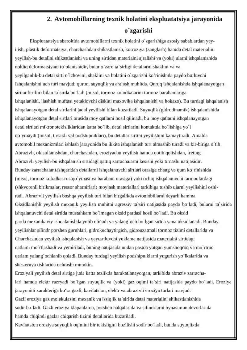 Avtomobil transporti texnik ekspluatatsiyasi 4