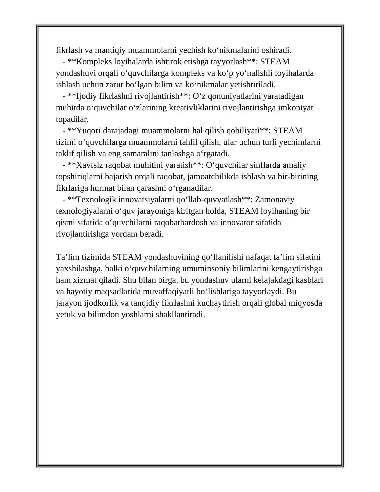 TAʼLIMDA STEAM TIZIMI VA KREATIVLIK 4