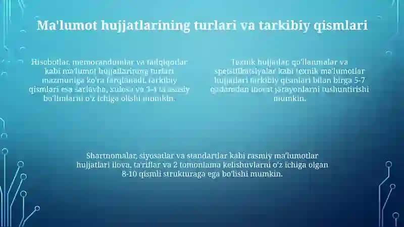 Ma'lumot-axborot hujjatlari 4