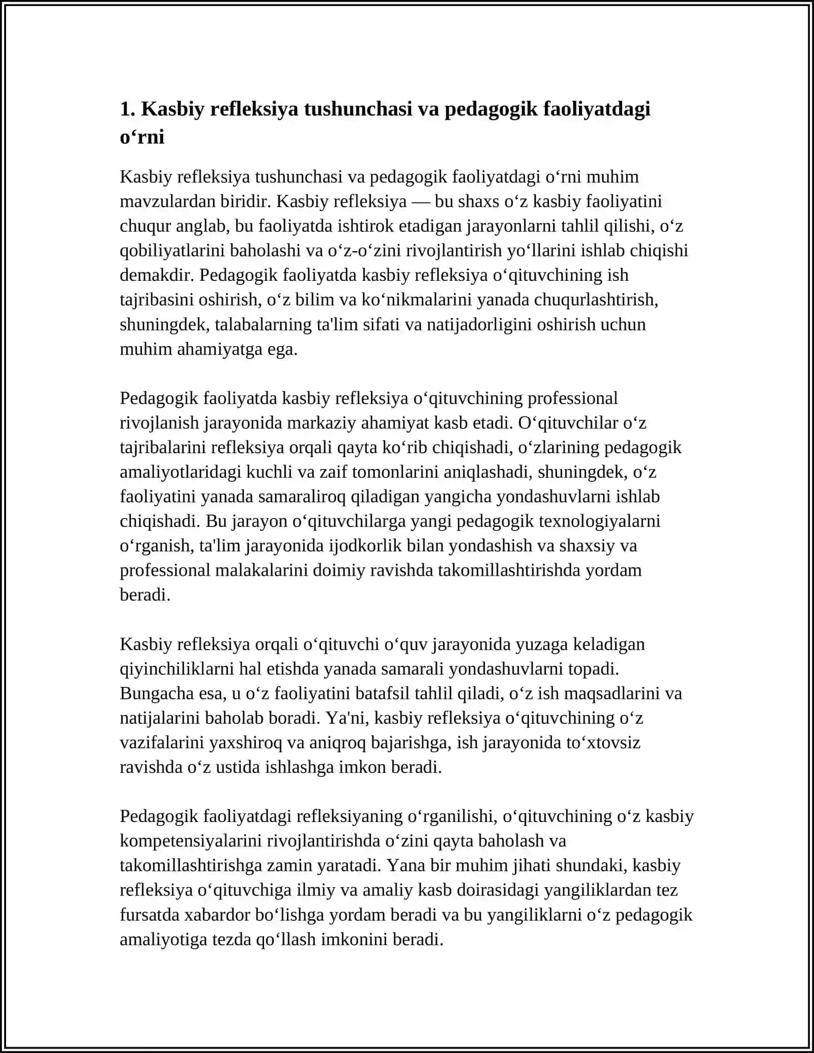 KASBIY REFLEKSIYA VA PEDAGOGIK FAOLIYAT 4