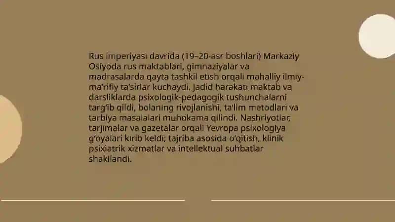 Oʻzbekistonda psixologiya fanining rivojlanish tarixi 4