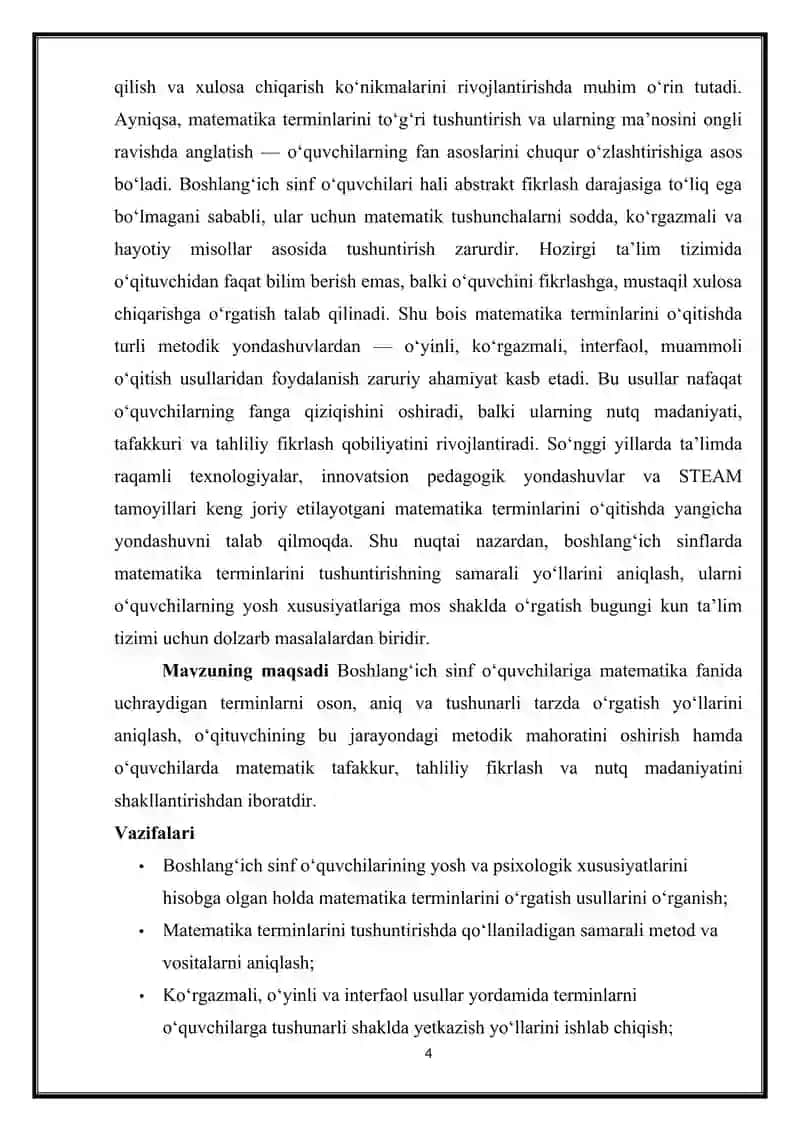 Boshlanģich sinflarda matematika terminlarini tushuntirish yòllari 4