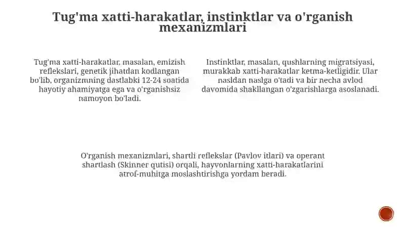 Hayvonlarning psixik faoliyatini ontagenezda rivojlanishi 4