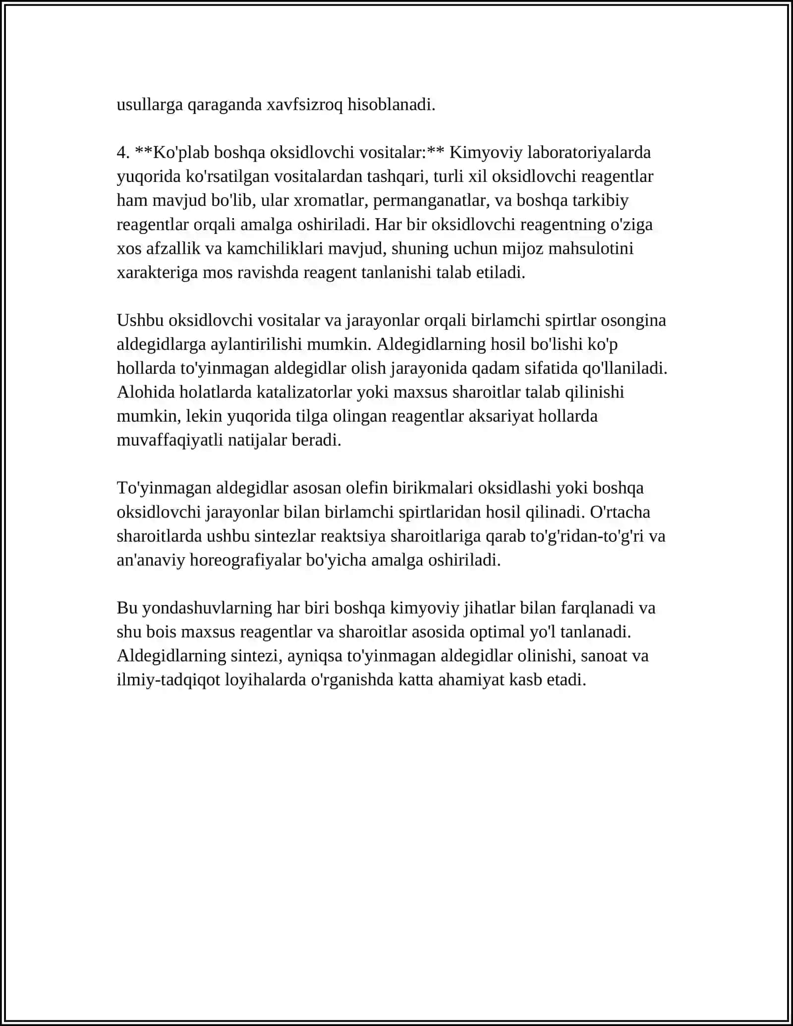 ALDEGID VA KETONLARNI OLINISH USULLARI.TOYINMAGAN ALDIGITLAR 4