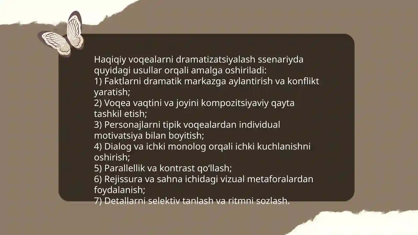 Senariyda hujjat va badiiy materiallar sintezi 4