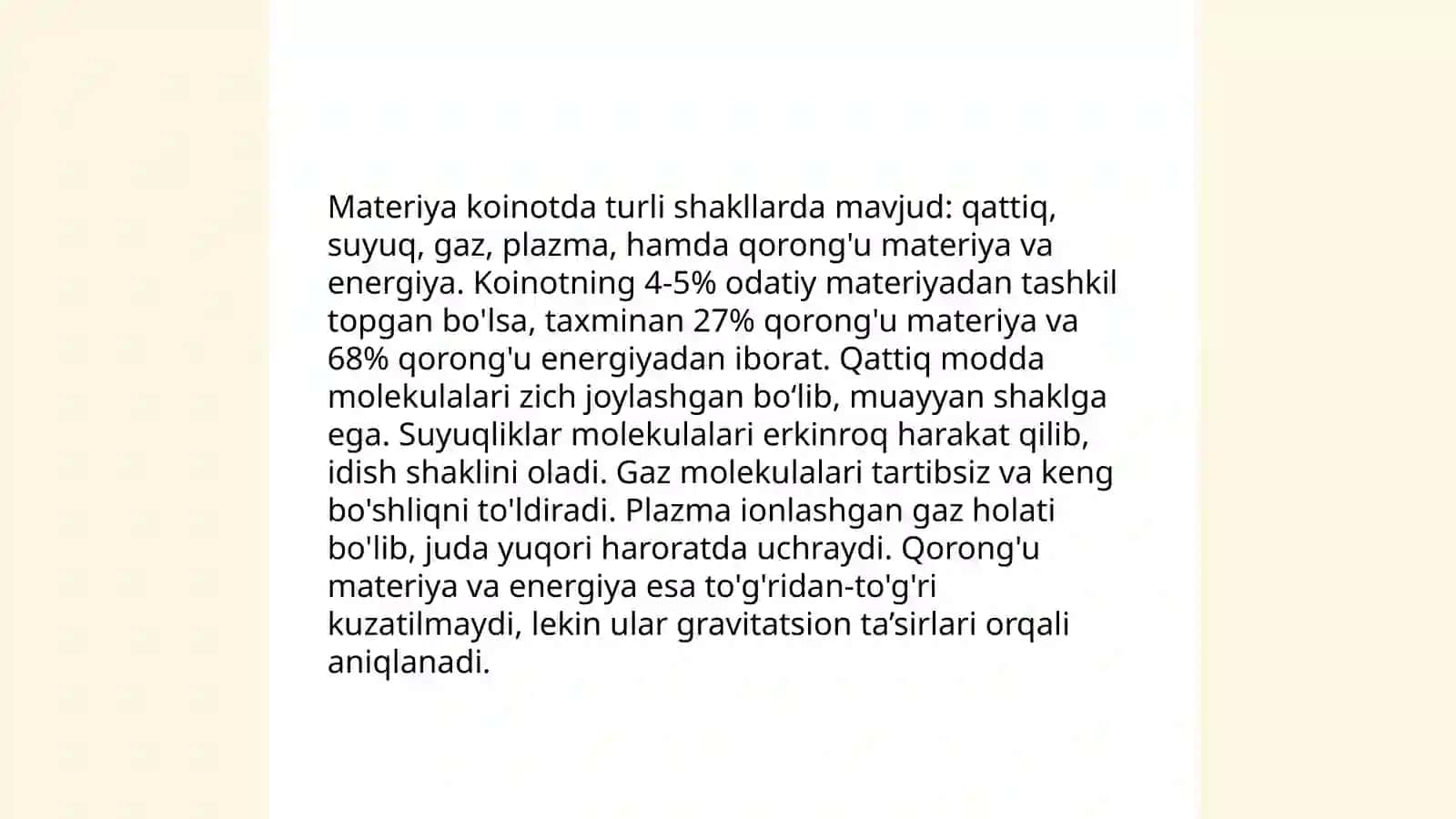 Koinotda materiyaning tabiati haqida 4