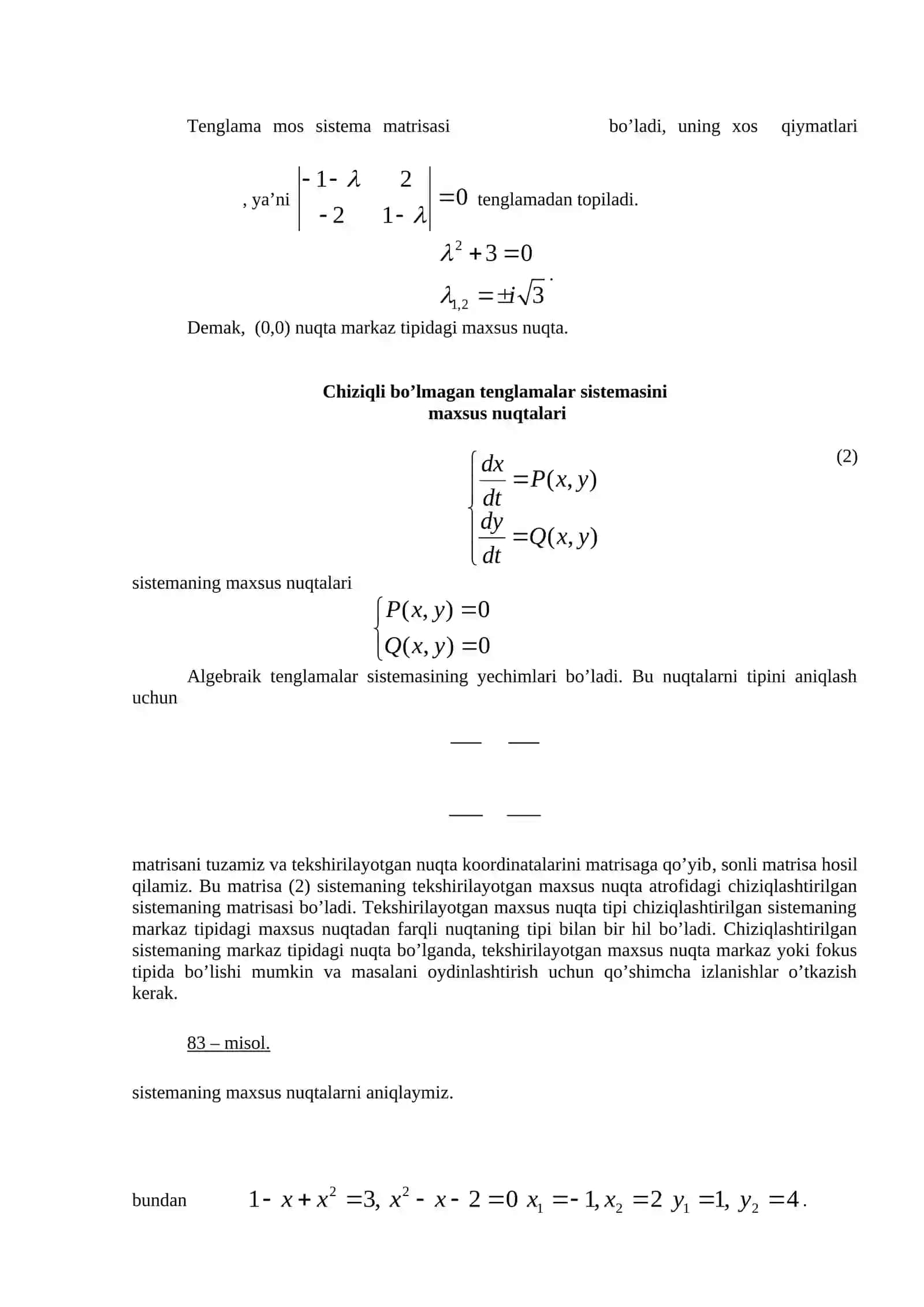 Mavzu: Maxsus nuqtalar 4