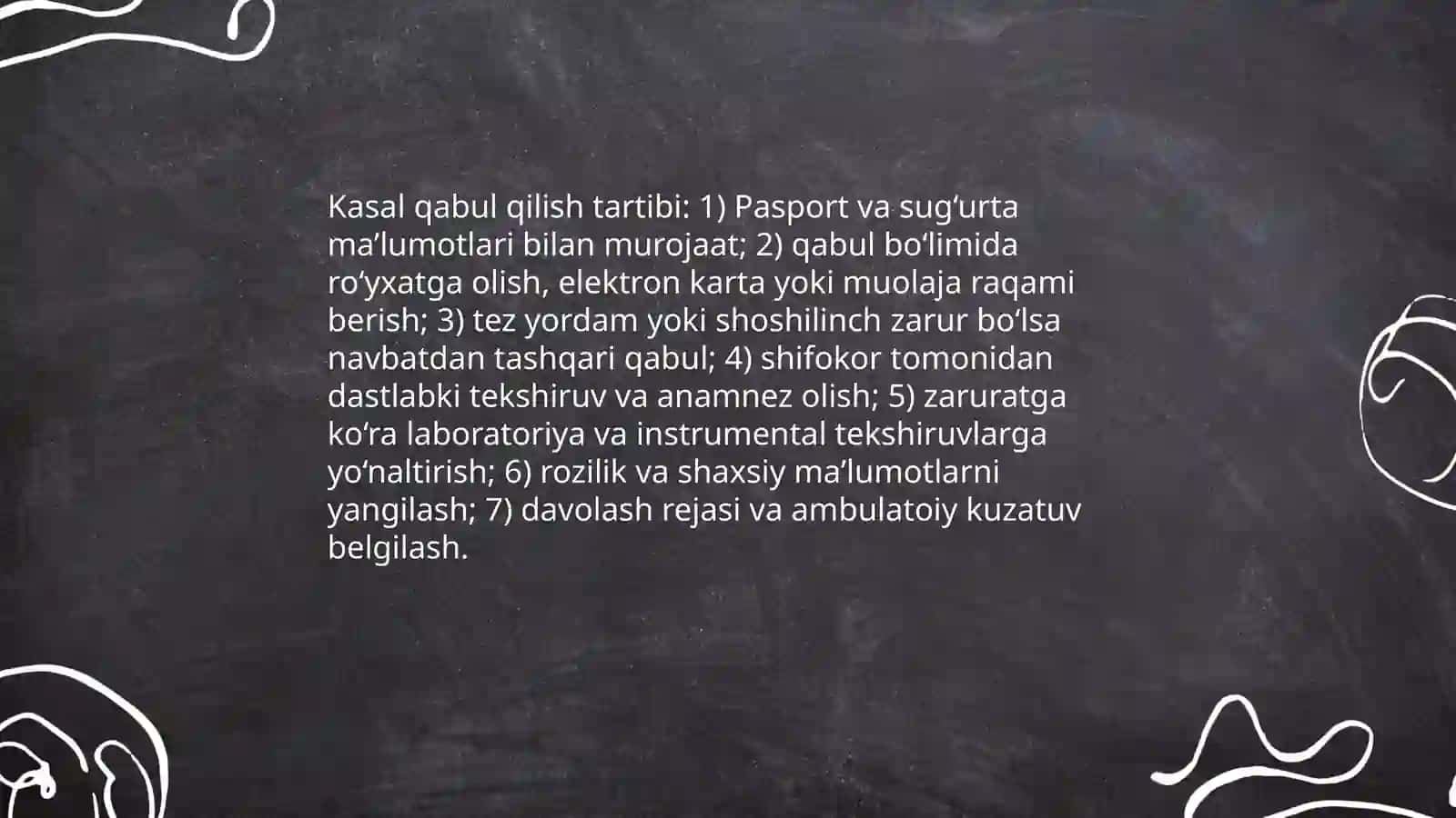 Davolash muassasalarining faoliyati bilan tanishuv, ishlash prinsplari 4