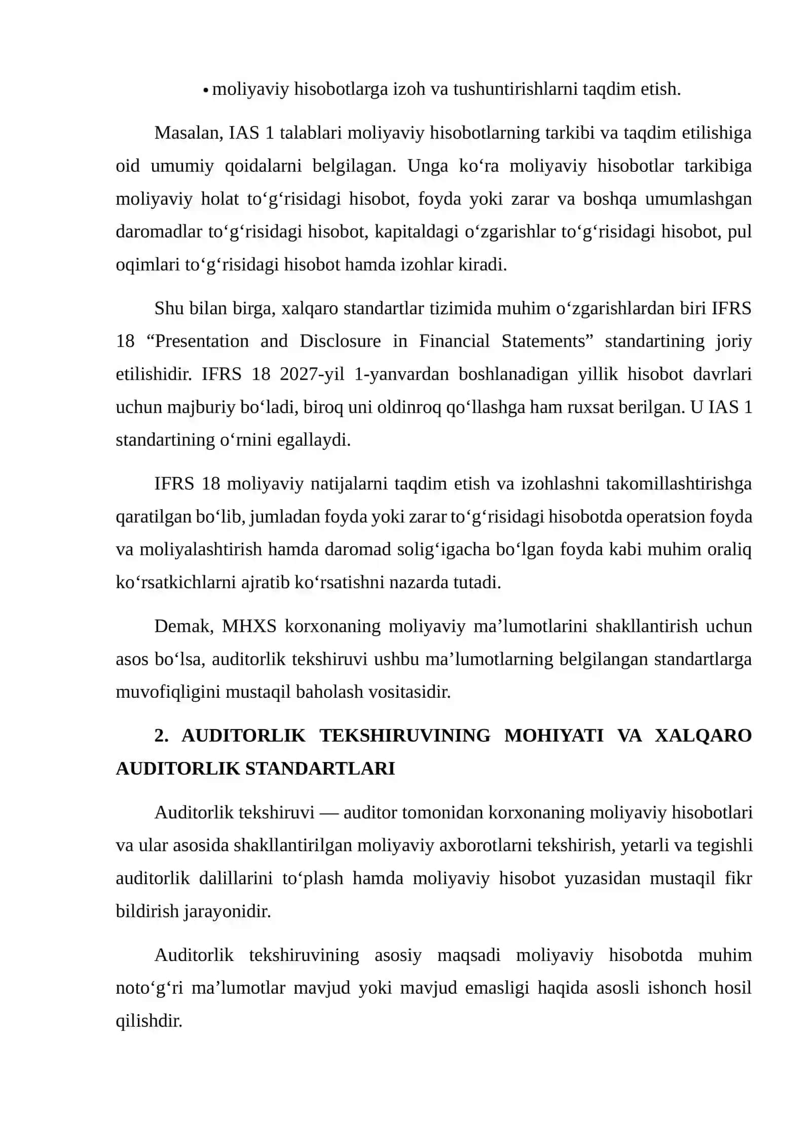 MOLIYAVIY HISOBOTNING XALQARO STANDARTLARI VA AUDITORLIK TEKSHIRUVINING O‘ZARO BOG‘LIQLIGI 4