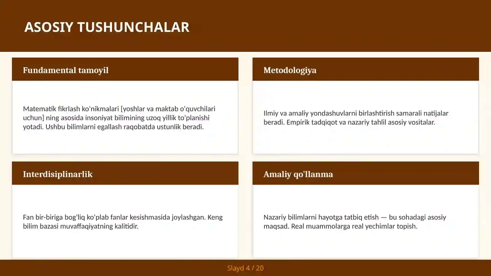 Matematik fikrlash ko'nikmalari [yoshlar va maktab o'quvchilari uchun] 4