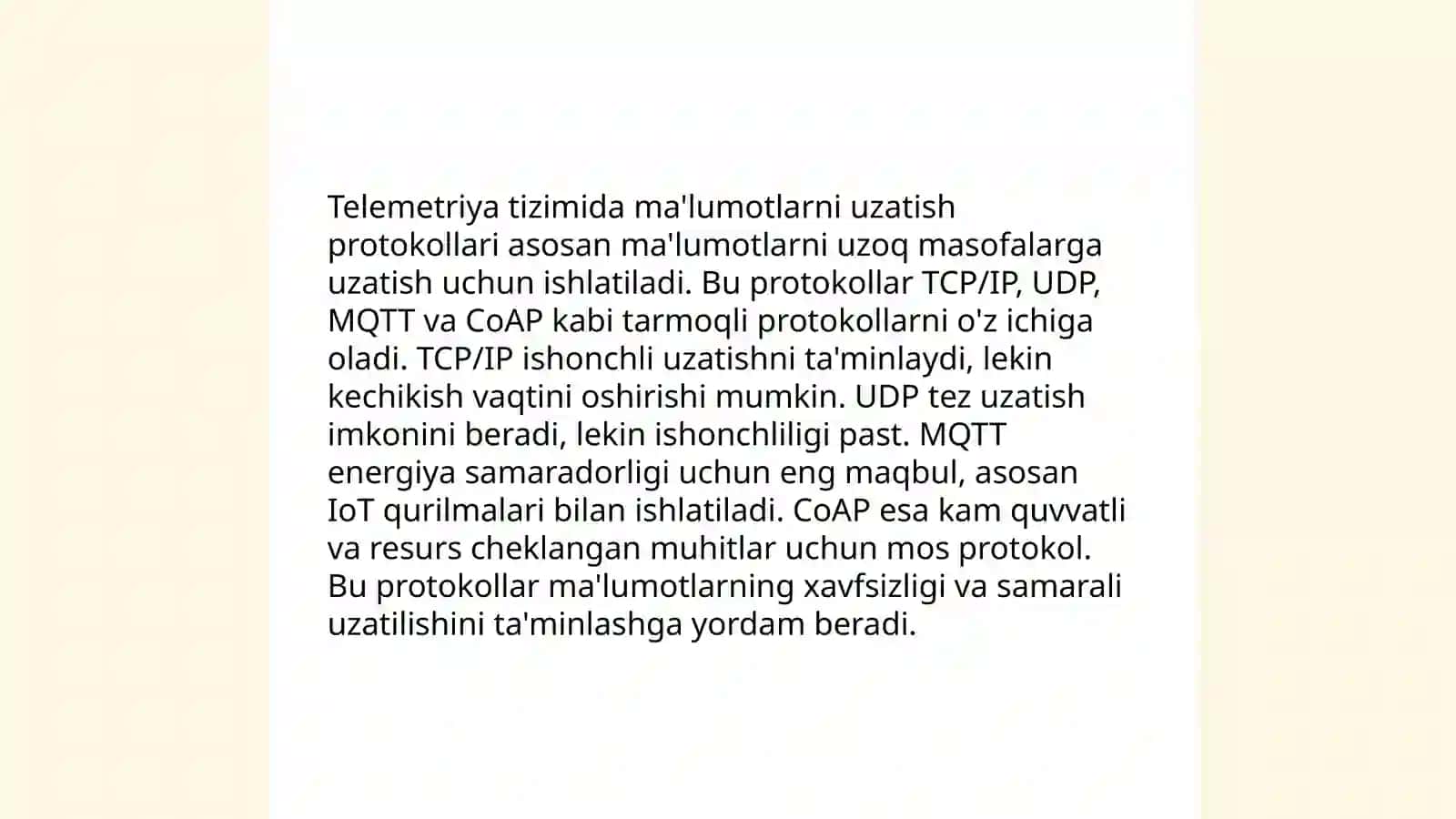 Telemetriya tizimini tavsiflovchi parametrlar 4